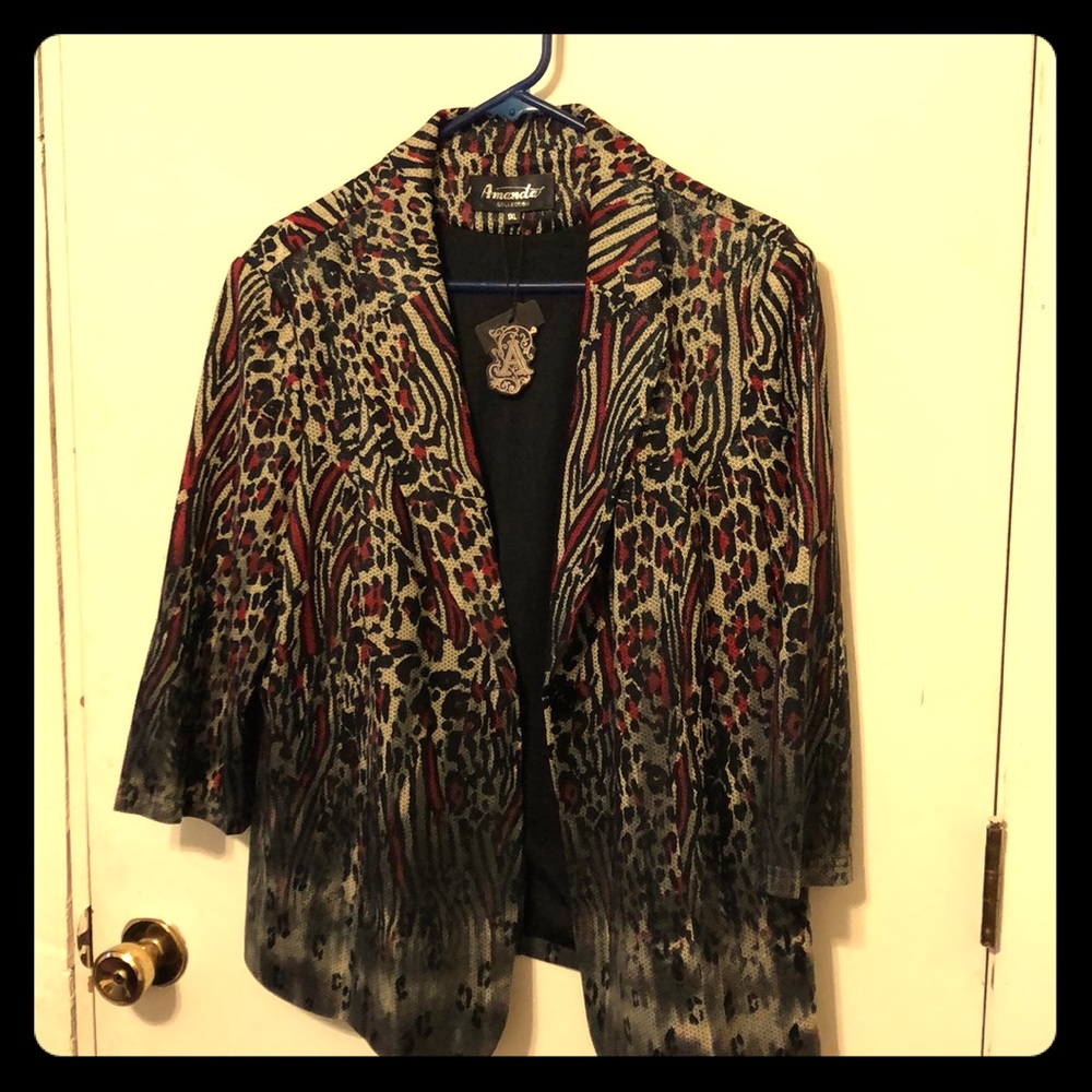Black, red & tan blazer, new with tags, never worn